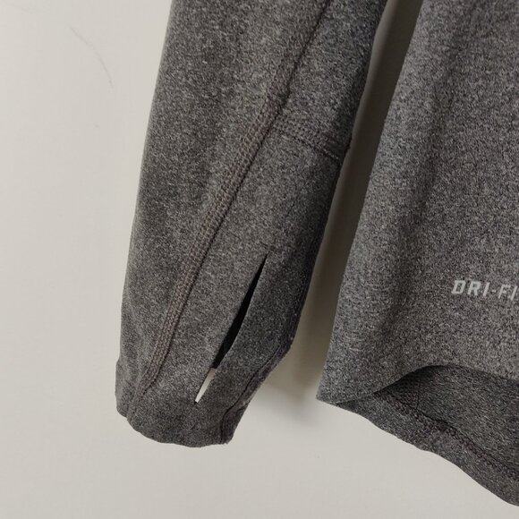 Nike Running Dri-Fit Men's Athletic Tee Sz S Gray Thumb Loops Activewear Workout - Picture 4 of 9